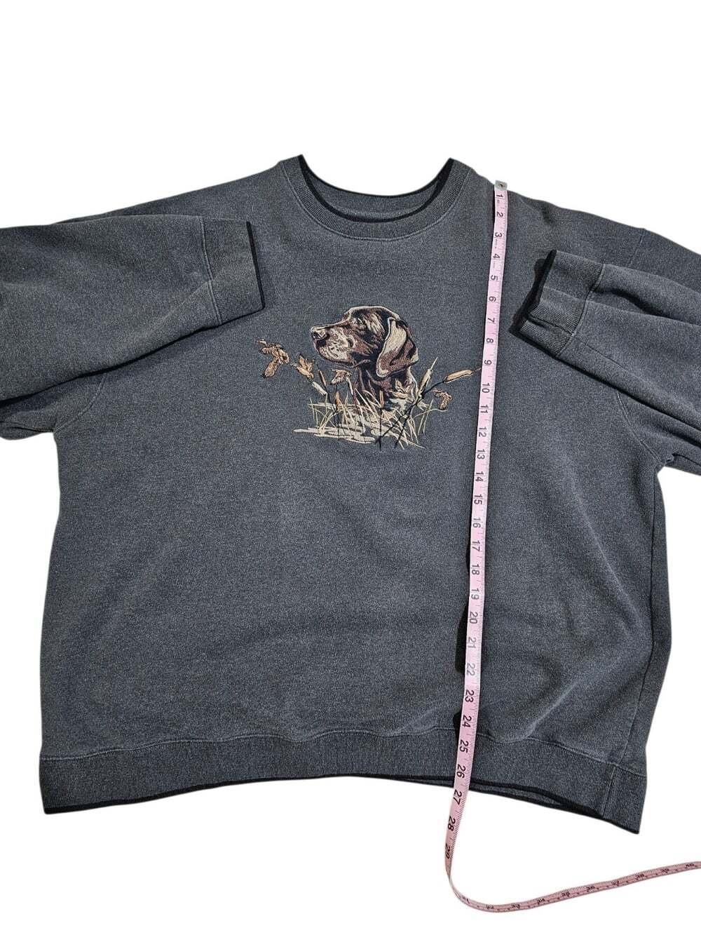Croft & Barrow Mens XL Gray Fleece Pointer Dog Embroidered Heritage Pullover - Picture 7 of 8